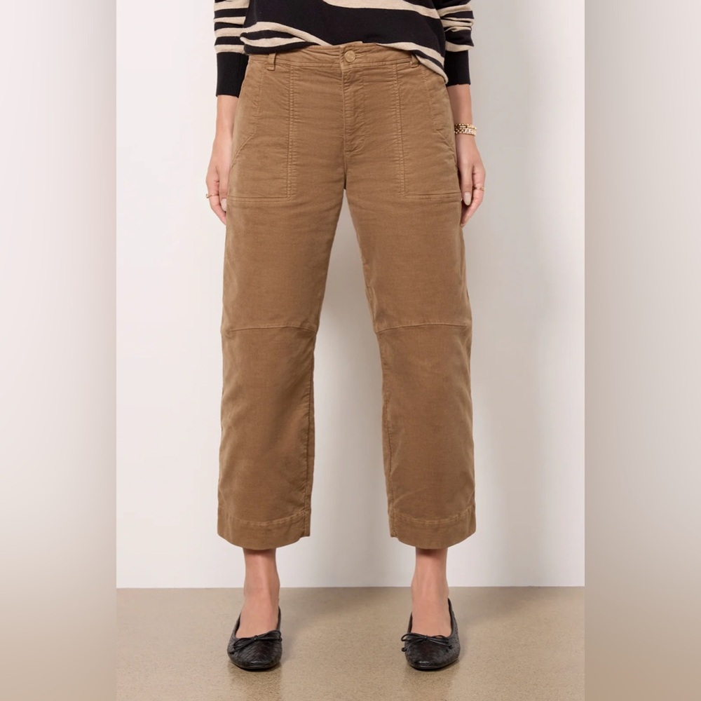 Kut From The Kloth Kaya High Rise Straight Leg Tan Corduroy Cargo Pants Size 4